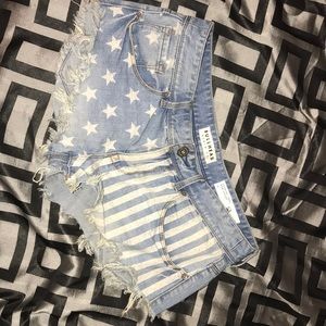 PAC sun American flag jean shorts